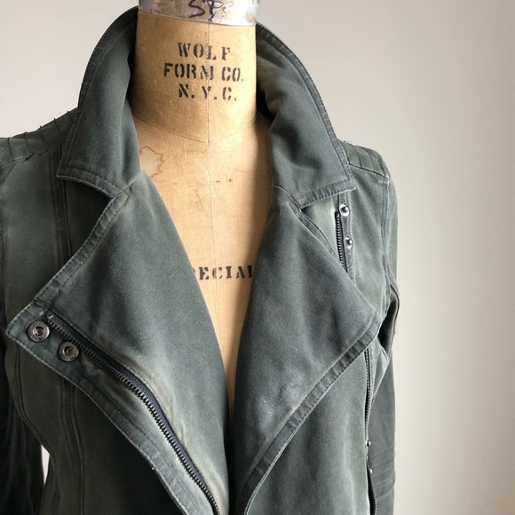 Marrakech Army Green Military Inspired Biker Jacket - Picture 2 of 9